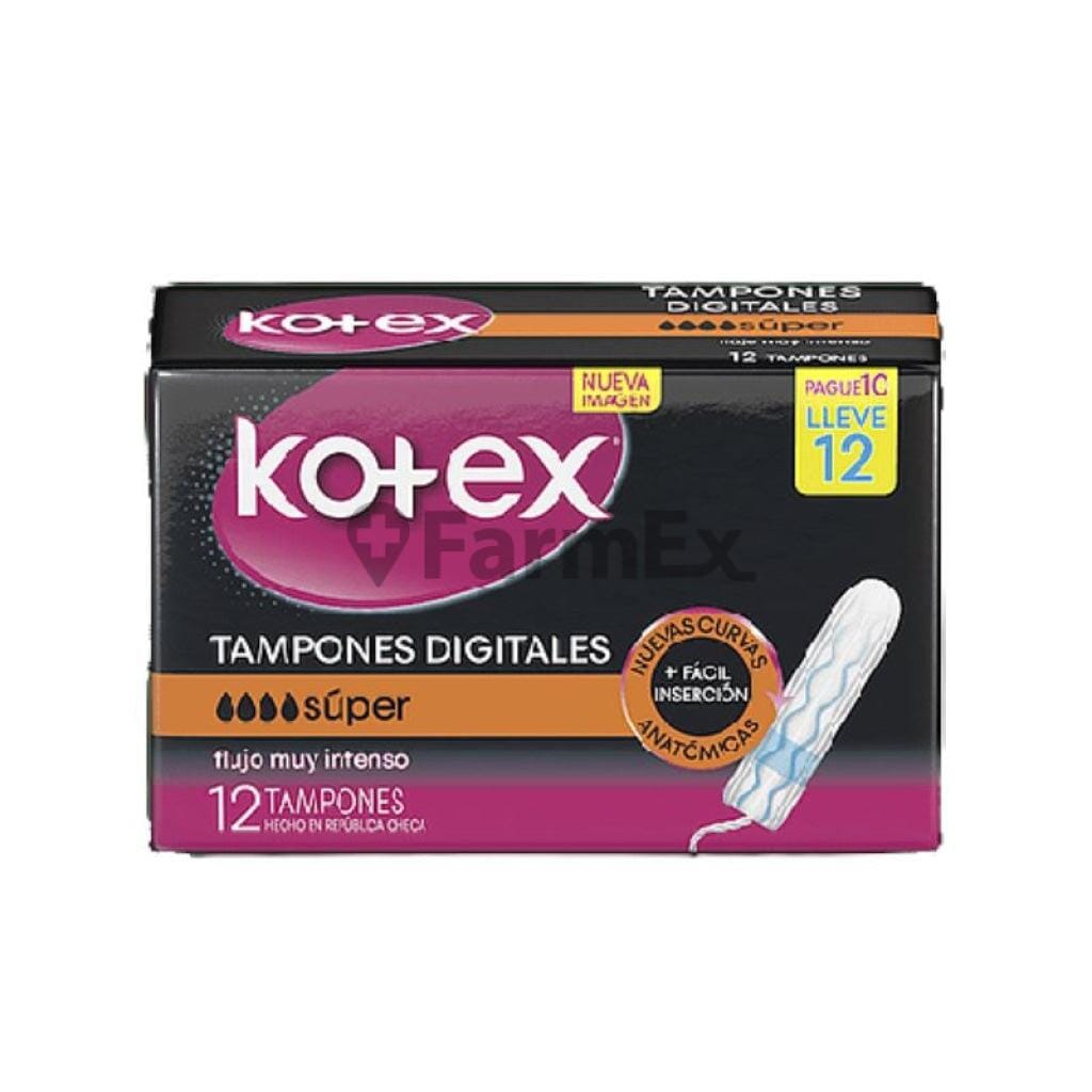 Kotex Tampón Digital Super x 12 unidades Farmex-Fonasa-Persistente